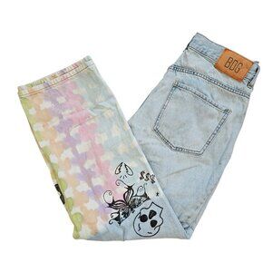 Urban Outfitters BDG High Rise Tie-Dye Cowboy Jeans with Art by Isabel Sz 32
